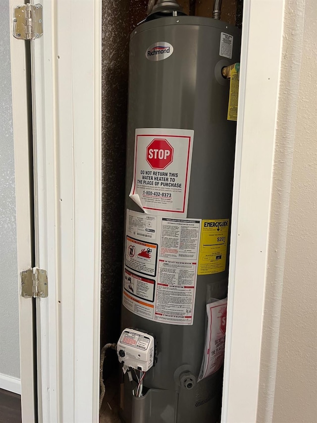 utility room with gas water heater