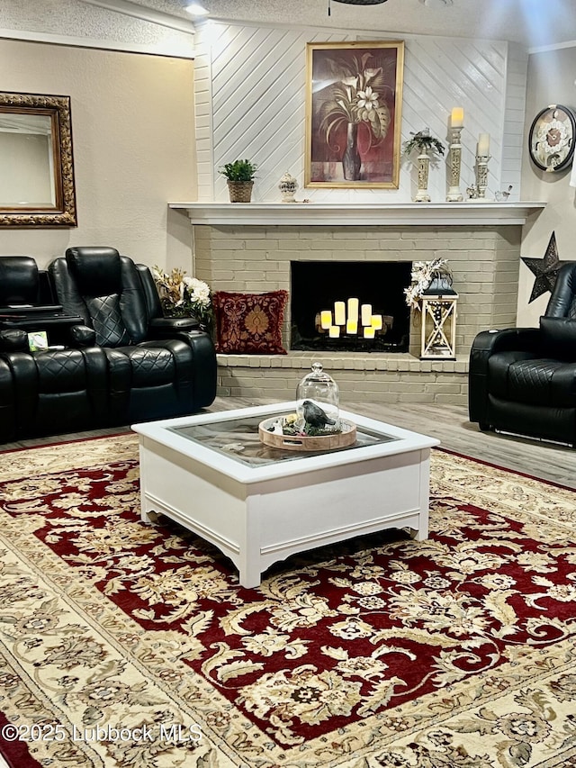 5226 92nd St, Lubbock, TX 79424 - living area with a brick fireplace