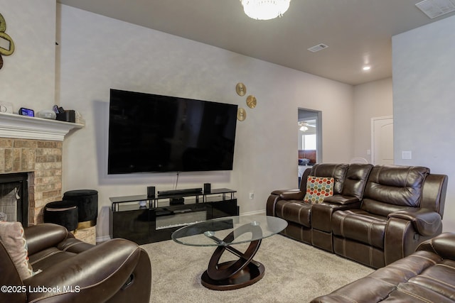 10423 Winfield Ave, Lubbock, TX 79424 - living room featuring baseboards and a brick fireplace
