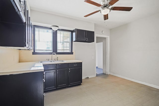 kitchen with sink and ceiling fan