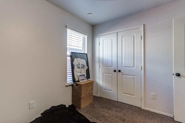 carpeted bedroom featuring a closet