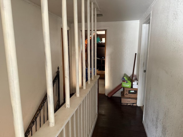 hallway with dark wood-type flooring