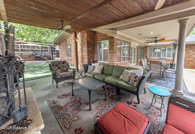 3417 56th St, Lubbock, TX 79413 - view of patio featuring ceiling fan, outdoor lounge area, and outdoor dining space