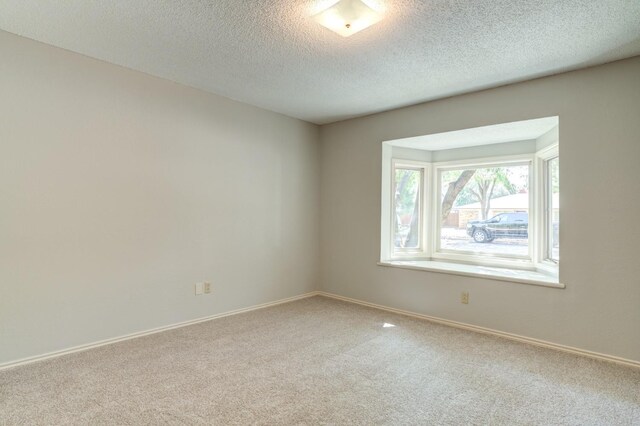 carpeted empty room with a textured ceiling