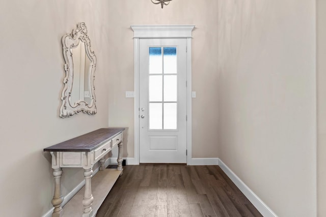 doorway to outside with dark hardwood / wood-style flooring