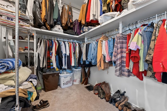 spacious closet with carpet flooring