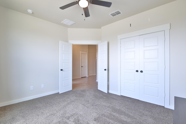 10504 Ave X, Lubbock, TX 79423 - unfurnished bedroom with light carpet, a closet, and a ceiling fan