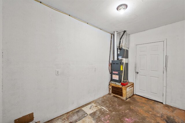 basement with heating unit