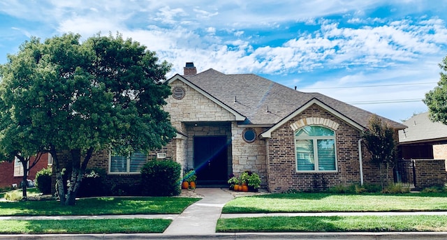 view of front of home featuring a front yard