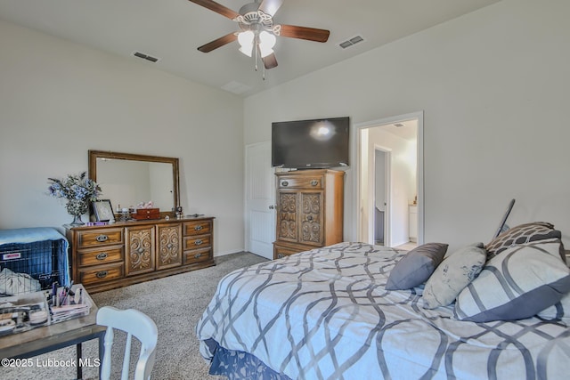 14320 Ave U, Lubbock, TX 79423 - carpeted bedroom featuring lofted ceiling and ceiling fan