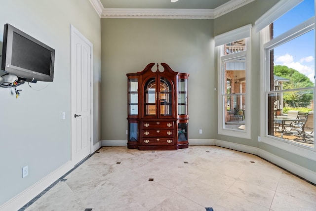 interior space with ornamental molding