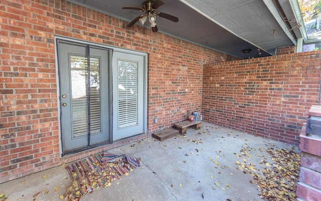 view of patio featuring ceiling fan