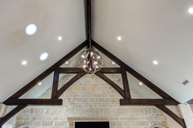 interior details with beamed ceiling