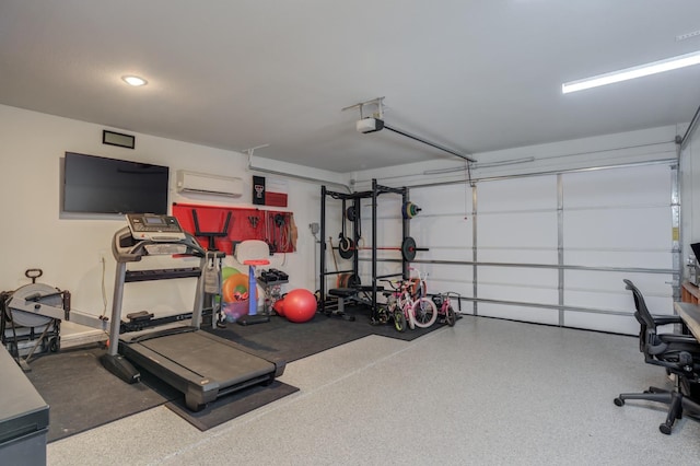 workout area featuring a wall mounted AC