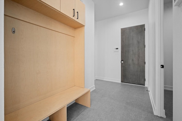 4803 120th St, Lubbock, TX 79424 - mudroom featuring carpet floors, baseboards, and recessed lighting
