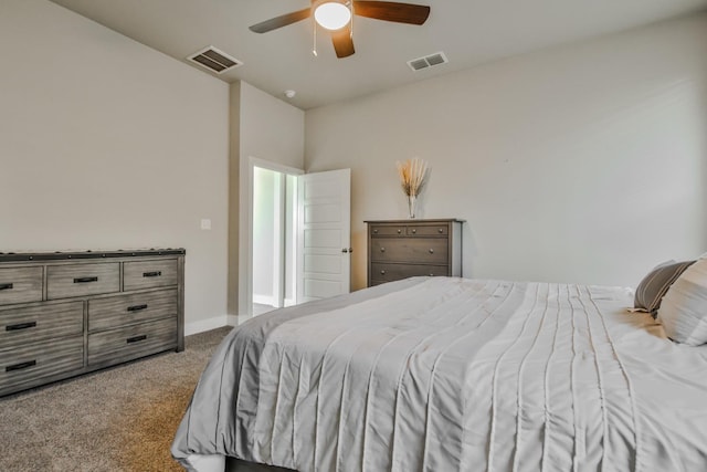 bedroom with carpet and ceiling fan