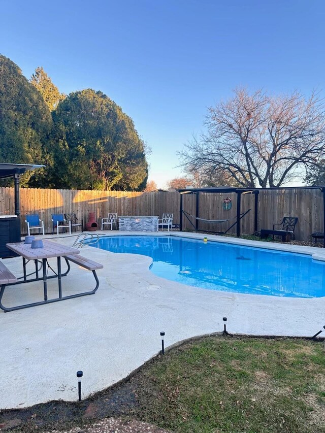 view of pool featuring a patio