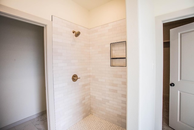 1312 Chaucer Ln, Wolfforth, TX 79382 - full bath featuring tiled shower and marble finish flooring