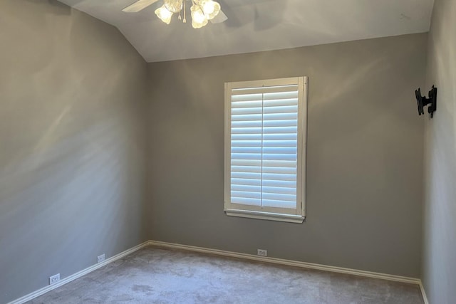 unfurnished room with light carpet, ceiling fan, and baseboards