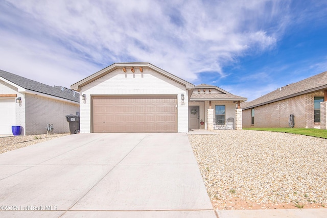 2927 Abbeville Ave, Wolfforth, TX 79382 - ranch-style home featuring concrete driveway, a garage, and brick siding
