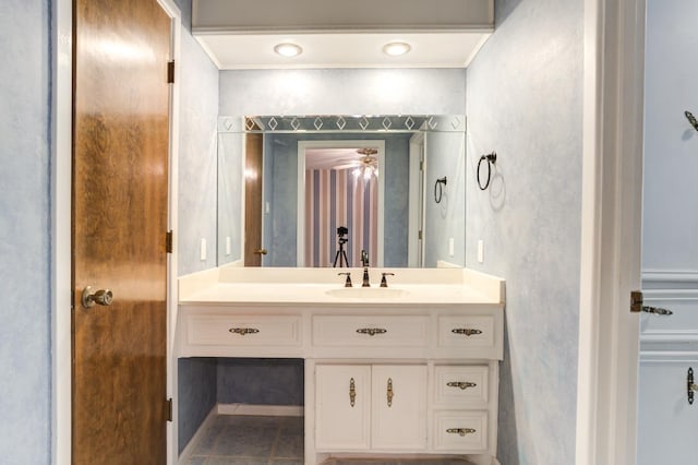 bathroom featuring vanity and tile patterned flooring