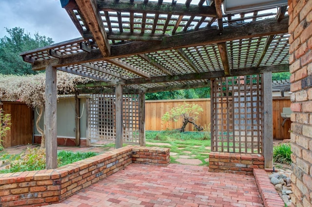 view of patio / terrace featuring a pergola