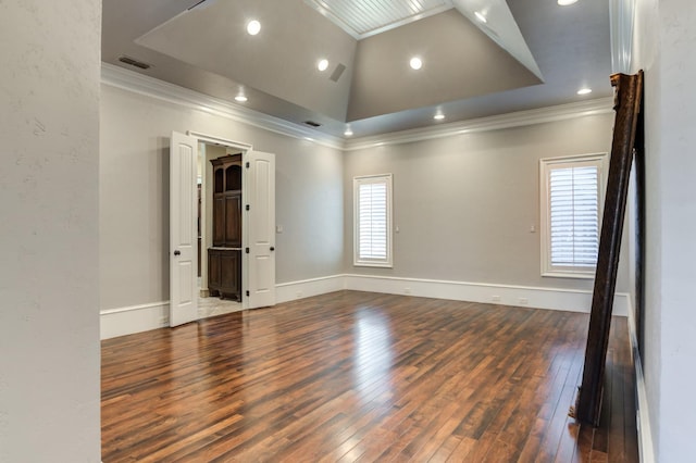 10704 Orlando Ave, Lubbock, TX 79423 - empty room featuring hardwood / wood-style flooring, ornamental molding, visible vents, and recessed lighting