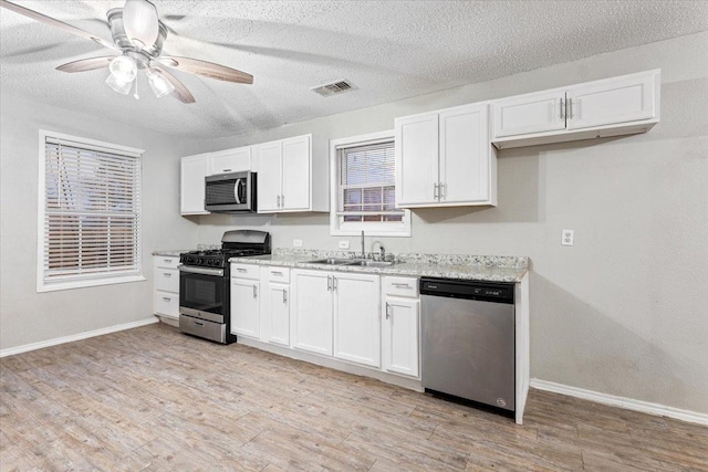 kitchen with white cabinetry, appliances with stainless steel finishes, and sink