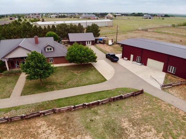 aerial view with a rural view