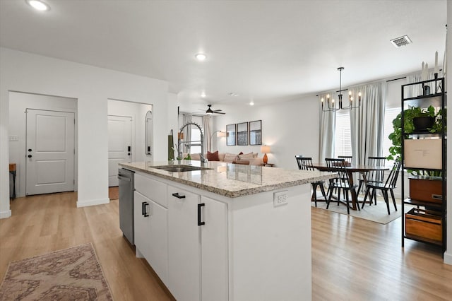 6937 12th St, Lubbock, TX 79416 - kitchen featuring a sink, a wealth of natural light, light wood finished floors, and visible vents