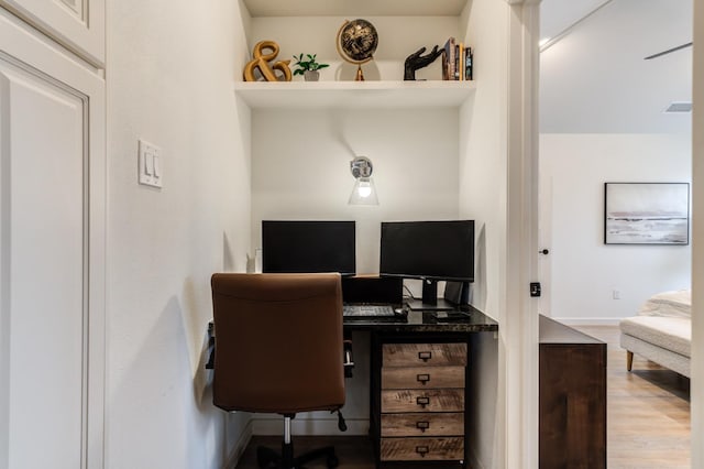 office space featuring light hardwood / wood-style floors