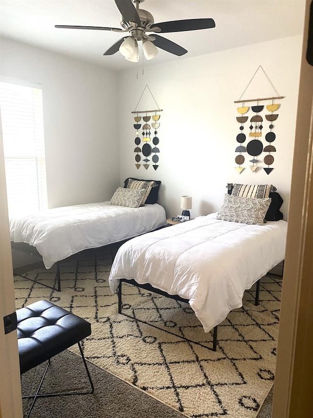 bedroom featuring ceiling fan