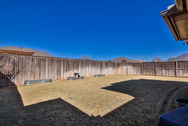 view of yard featuring a fenced backyard