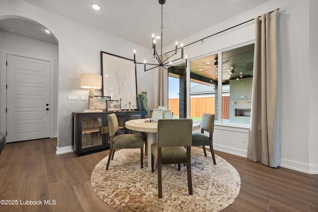 4606 138th Pl, Lubbock, TX 79424 - dining space featuring a chandelier, wood finished floors, and recessed lighting