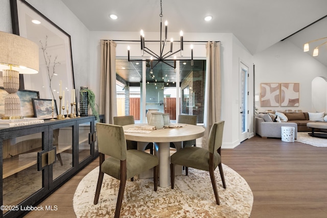 4606 138th Pl, Lubbock, TX 79424 - dining area with a chandelier, wood finished floors, and recessed lighting