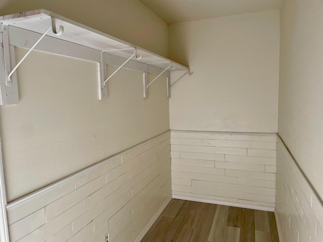 walk in closet featuring wood finished floors