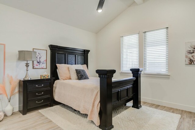4309 136th St, Lubbock, TX 79423 - bedroom with baseboards, light wood-style flooring, and lofted ceiling