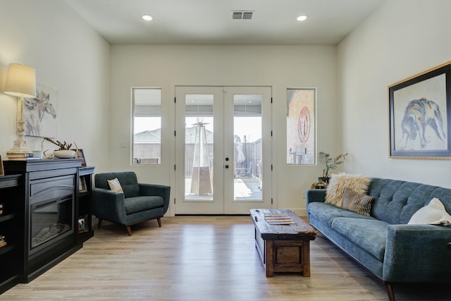 4309 136th St, Lubbock, TX 79423 - living area featuring french doors, plenty of natural light, light wood-style floors, and recessed lighting
