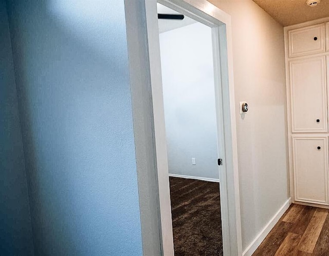 6916 Fulton Ave, Lubbock, TX 79424 - hall with baseboards and dark wood-style floors