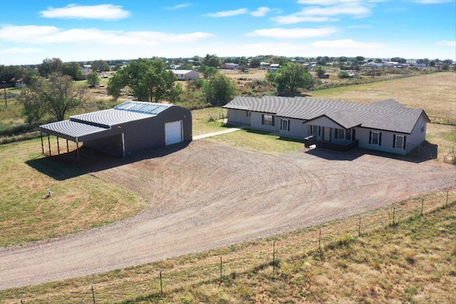 aerial view with a rural view