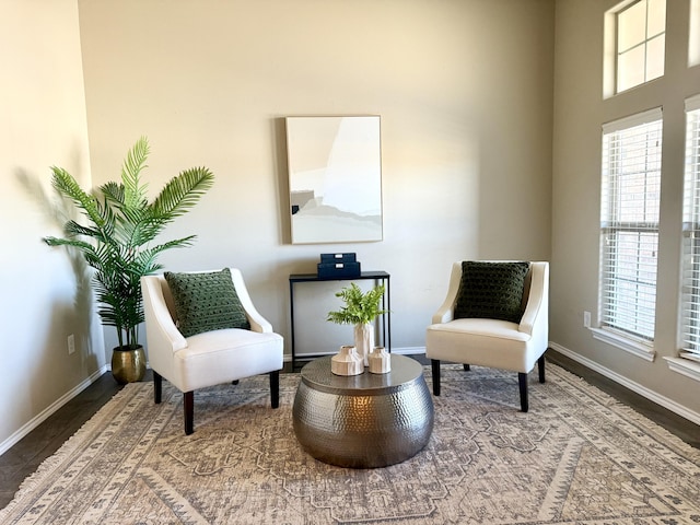 living area with baseboards