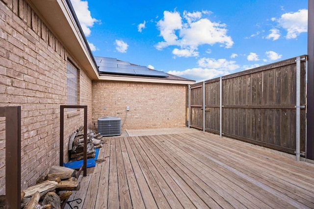 wooden deck featuring central AC