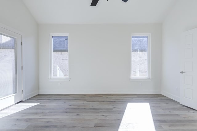 11806 Kenosha Ave, Lubbock, TX 79423 - unfurnished room featuring a ceiling fan, wood finished floors, and vaulted ceiling