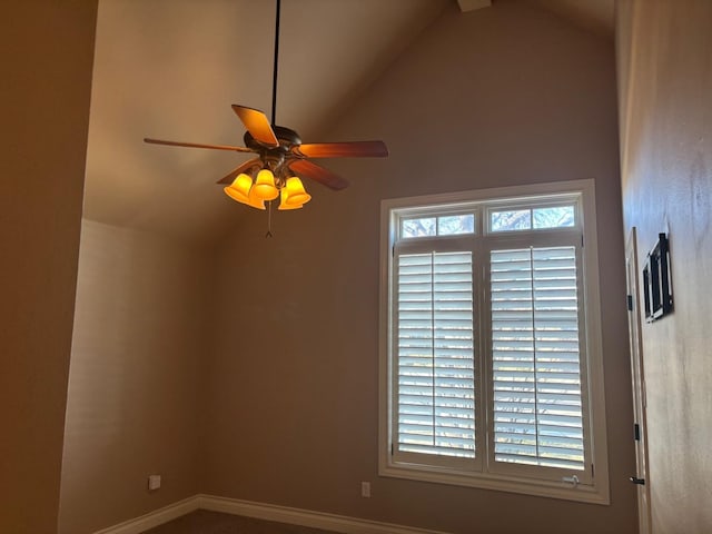 interior details featuring ceiling fan