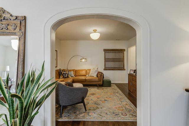3003 19th St, Lubbock, TX 79410 - living area with arched walkways and wood finished floors