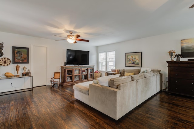 3003 19th St, Lubbock, TX 79410 - living area featuring ceiling fan and dark wood finished floors