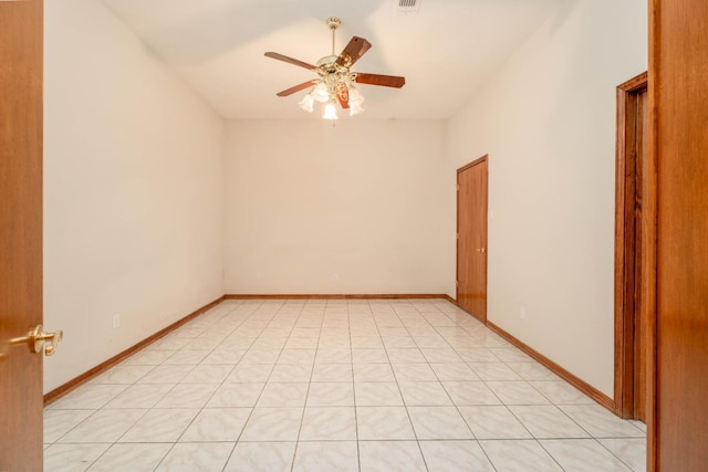 spare room with ceiling fan