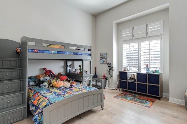 bedroom featuring light wood-type flooring