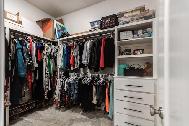 spacious closet with carpet floors