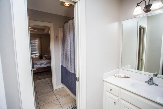 bathroom with vanity and tile patterned floors